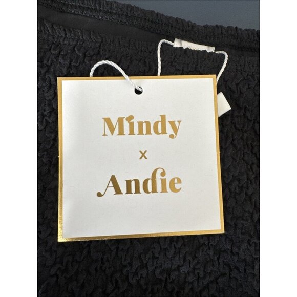 Mindy X Andie Women's L The Bikini Swim Bottom Textured Black NWT - Picture 9 of 16